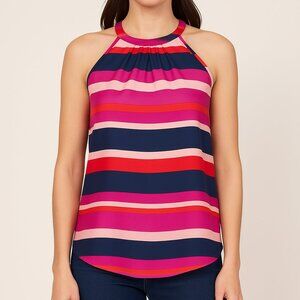 $45 Violet + Claire XL Halter Tank Top Striped Sleeveless Blouse Nautical Beach